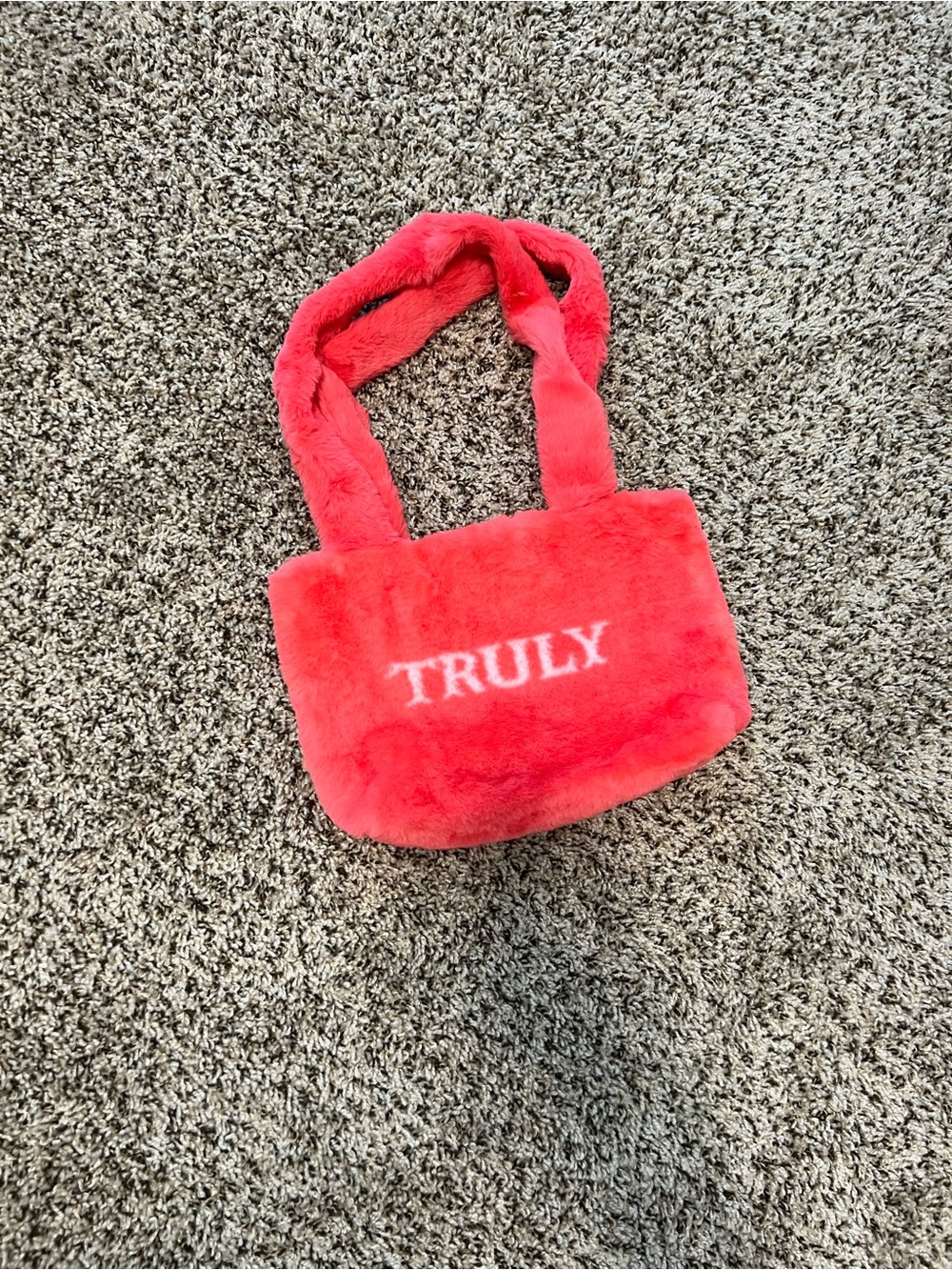 TRULY Plush Red Faux Fur Shoulder Tote